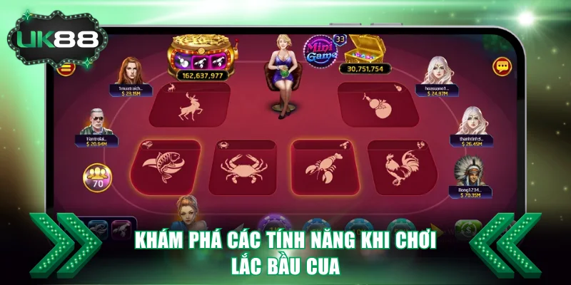 Khám phá các tính năng khi chơi lắc Bầu Cua